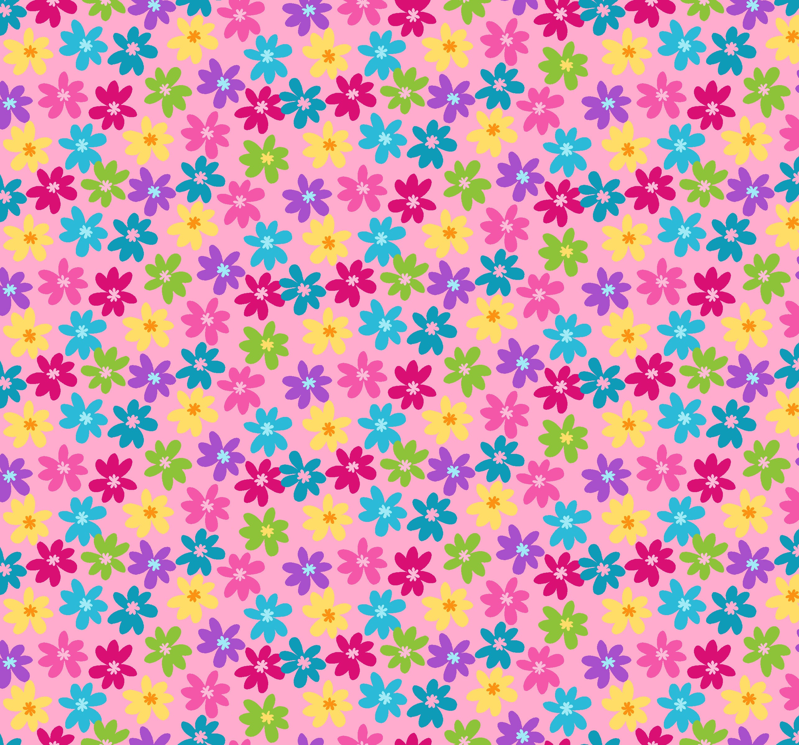 Multi Flowers on Pink P&B's Bloom Cotton Fabric - Vera Fabrics
