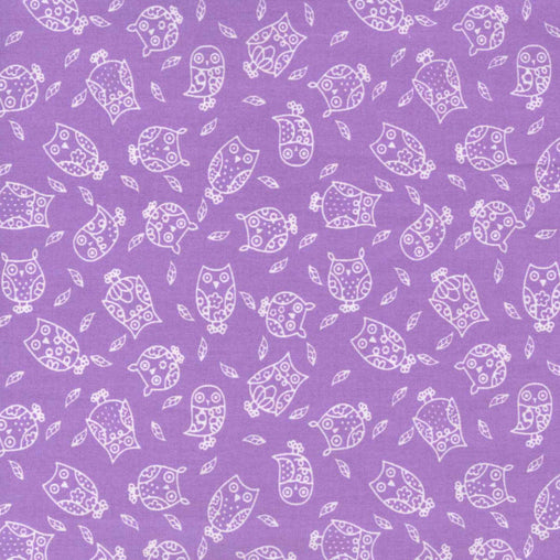 Small Purple Owls - 100% Cotton Fabric Fat Quarter - Vera Fabrics