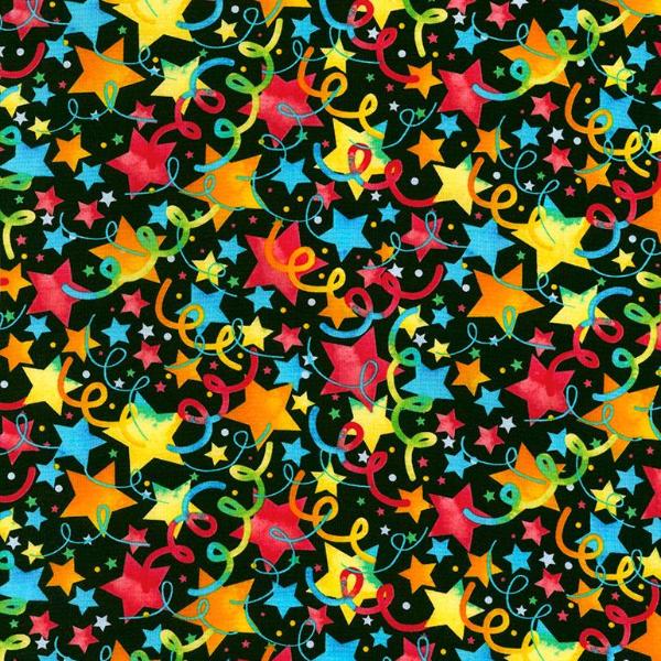 Bright Party Stars Celebrations Cotton Fabric - Vera Fabrics