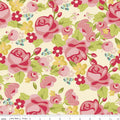 Roses on Cream Hello Gorgeous Cotton Fabric - Vera Fabrics