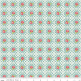 Rose in Circles Mint Hello Gorgeous Cotton Fabric