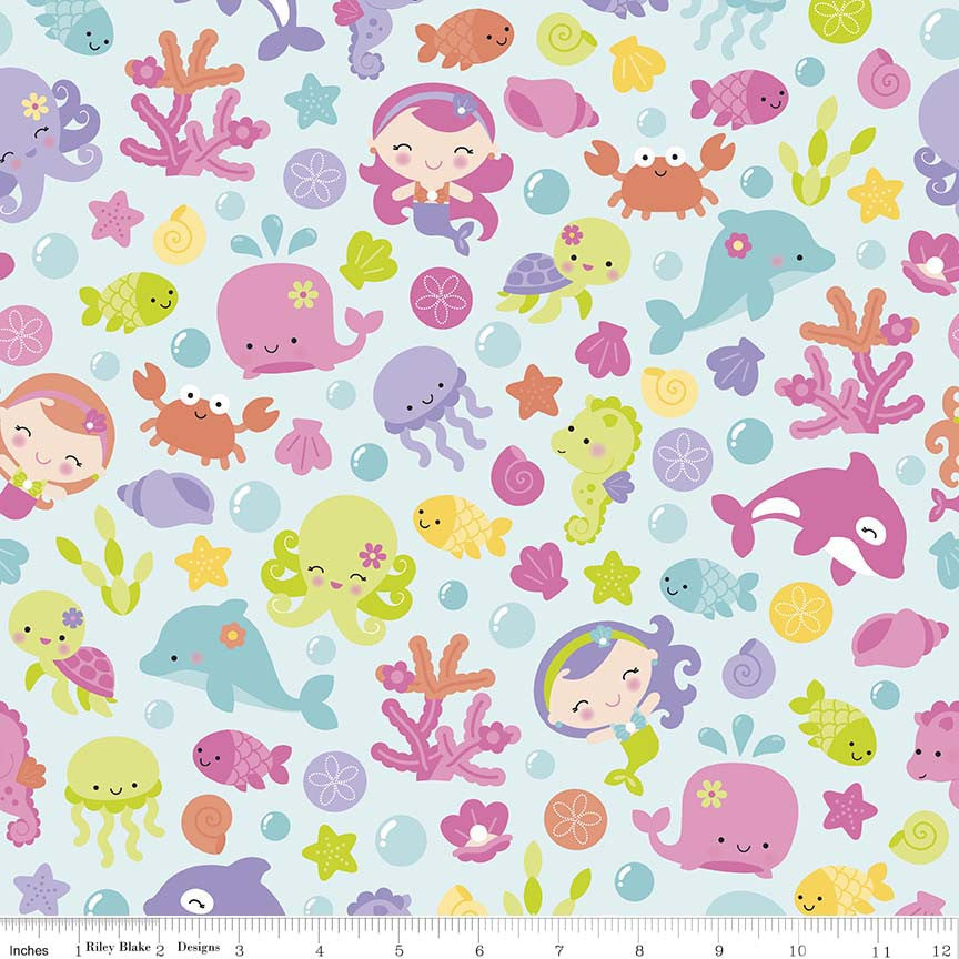 Sea Animals Under The Sea Cotton Fabric - Vera Fabrics