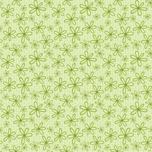 Green Flowers Basically Hugs Cotton Fabric - Vera Fabrics