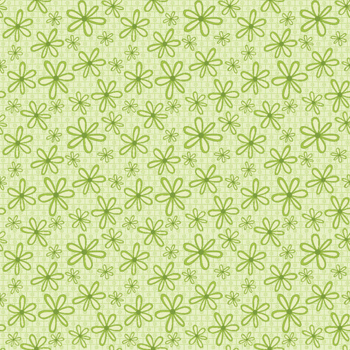 Green Flowers Basically Hugs Cotton Fabric - Vera Fabrics