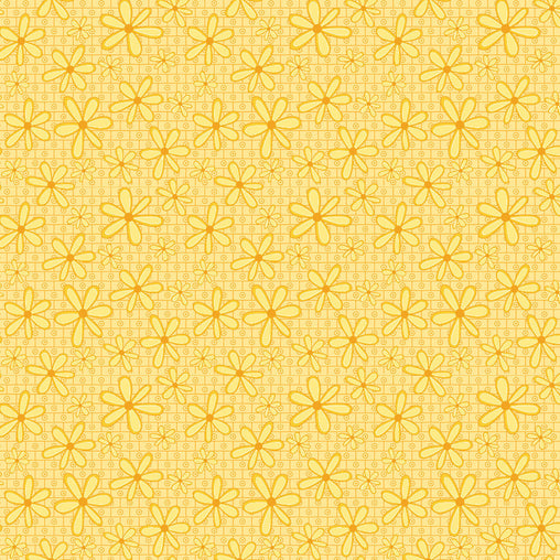 Yellow Flowers Basically Hugs Cotton Fabric - Vera Fabrics