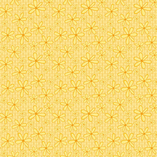 Yellow Flowers Basically Hugs Cotton Fabric - Vera Fabrics