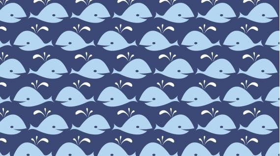 Navy Blue Whales Rock Lobster Fat Quarter Cotton Fabric - Vera Fabrics