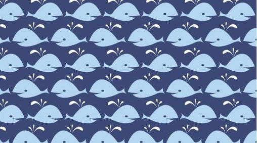 Navy Blue Whales Rock Lobster Fat Quarter Cotton Fabric - Vera Fabrics