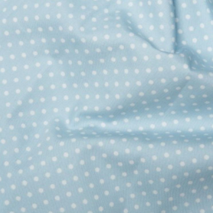 Baby Blue 3mm Spotty Polka Dot 100% Cotton Poplin Fabric - Vera Fabrics