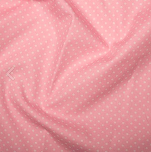 Excellent Quality Pink 3mm Spotty Polka Dot 100% Cotton Poplin Fabric 130gsm Sewing Quilting Craft Home Decor
