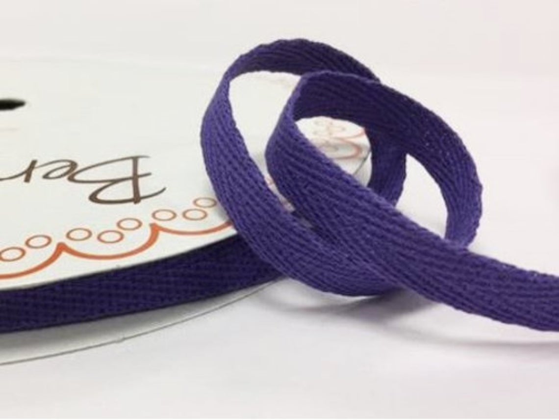 2 metres Purple 10mm Cotton Herringbone Tape Webbing Ribbon Craft Sewing