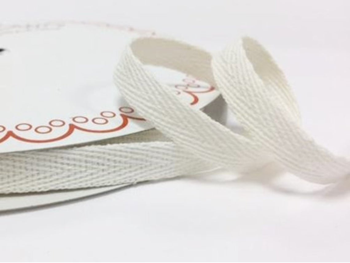 2 metres Ivory 10mm Cotton Herringbone Tape Webbing Ribbon Craft Sewing - Tailortime