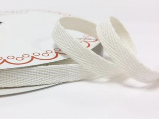 2 metres Ivory 10mm Cotton Herringbone Tape Webbing Ribbon Craft Sewing