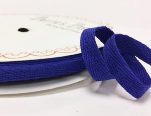 2 metres Royal Blue 10mm Cotton Herringbone Tape Webbing Ribbon Craft Sewing
