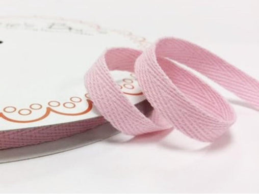 2 metres Pale Light Pink 10mm Cotton Herringbone Tape Webbing Ribbon Craft Sewing
