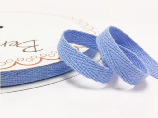 2 metres Sky Blue 10mm Cotton Herringbone Tape Webbing Ribbon Craft Sewing
