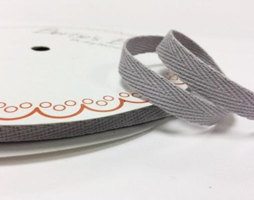 2 metres Silver Grey Gray 10mm Cotton Herringbone Tape Webbing Ribbon Craft Sewing