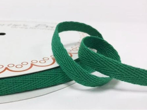 2 metres Christmas Green 10mm Cotton Herringbone Tape Webbing Ribbon Craft Sewing