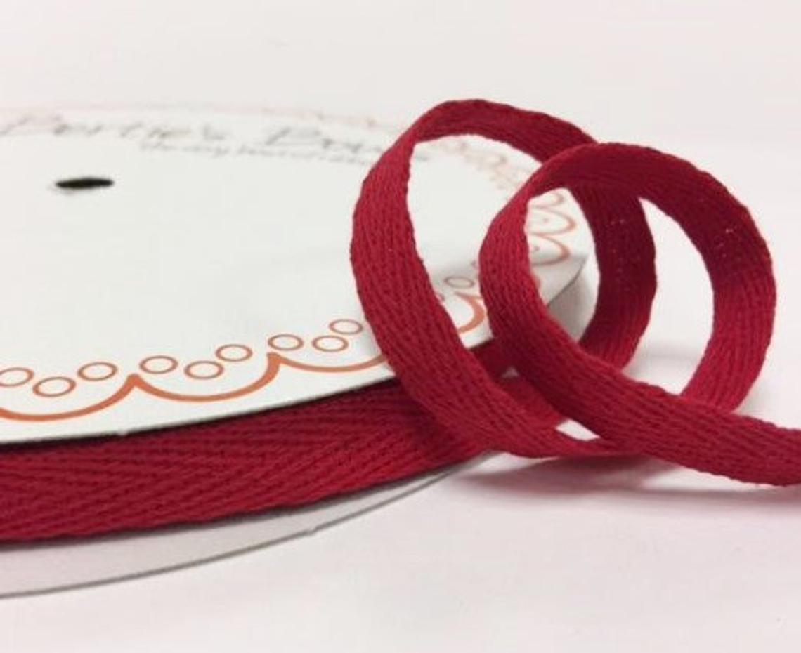 2 metres Red 10mm Cotton Herringbone Tape Webbing Ribbon Craft Sewing