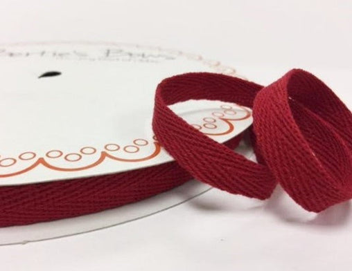 2 metres Christmas Cranberry Red 10mm Cotton Herringbone Tape Webbing Ribbon Craft Sewing