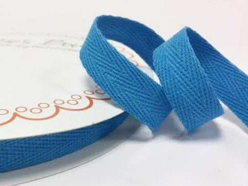 2 metres Turquoise Blue 15mm Cotton Herringbone Tape Webbing Ribbon Craft Sewing