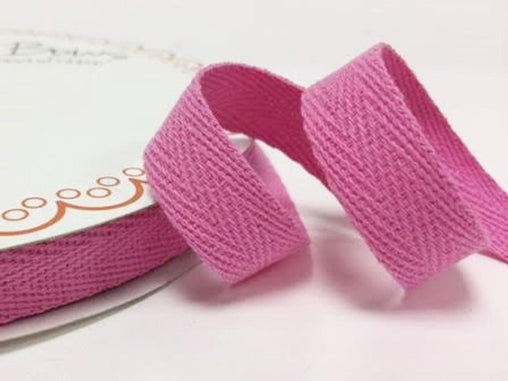 2 metres Mid Pink 15mm Cotton Herringbone Tape Webbing Ribbon Craft Sewing