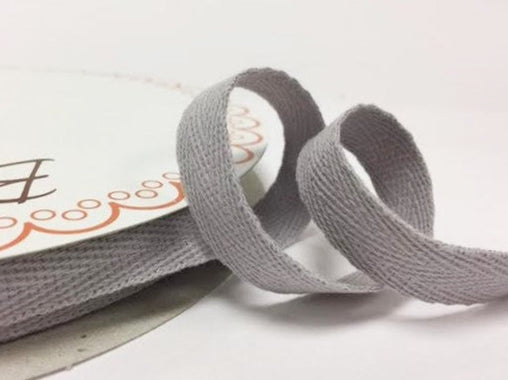 2 metres Silver Grey Light Gray 15mm Cotton Herringbone Tape Webbing Ribbon Craft Sewing