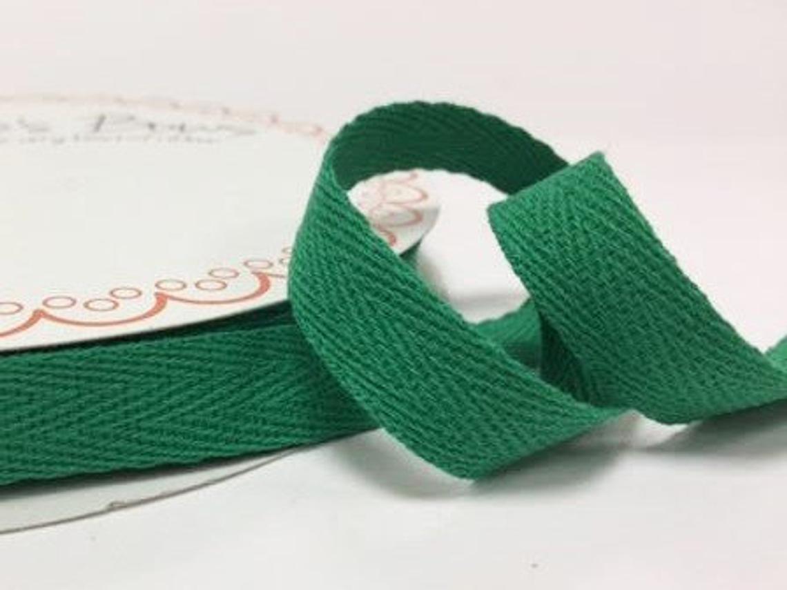 2 metres Christmas Green Xmas 15mm Cotton Herringbone Tape Webbing Ribbon Craft Sewing