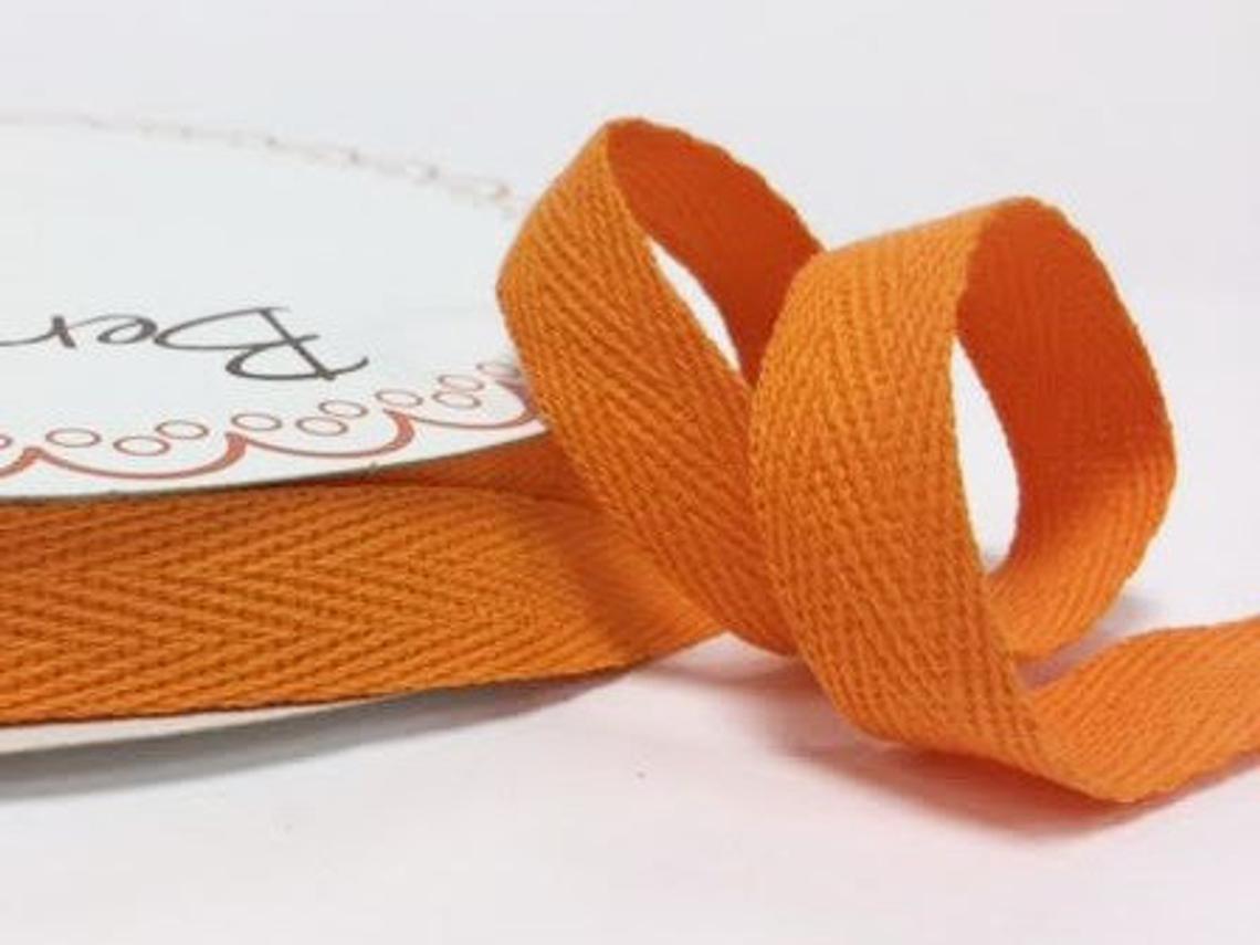 2 metres Orange 15mm Cotton Herringbone Tape Webbing Ribbon Craft Sewing