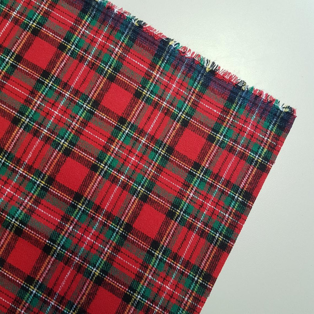 Brushed Red Tartan Checks Fabric 100% Cotton - Half a metre - 150cm/60" wide Soft to Touch Green/Black/White