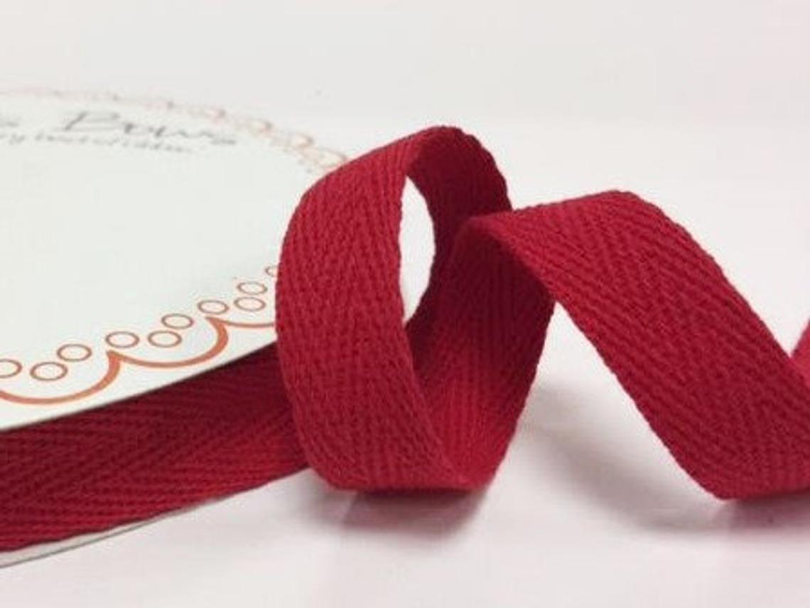 2 metres Red 15mm Cotton Herringbone Tape Webbing Ribbon Craft Sewing
