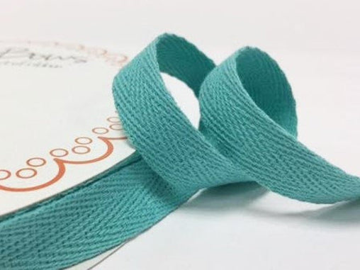 2 metres Aqua Green 15mm Cotton Herringbone Tape Webbing Ribbon Craft Sewing