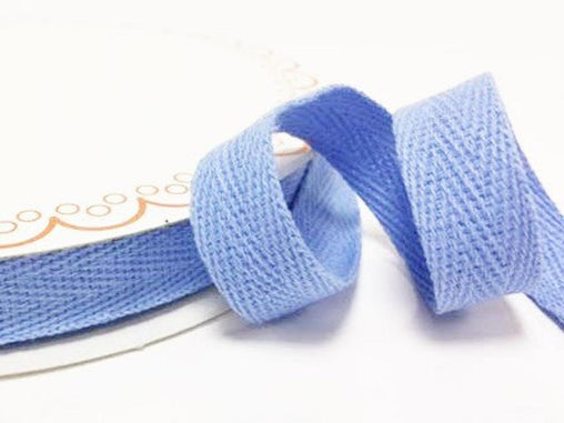 2 metres Sky Blue 15mm Cotton Herringbone Tape Webbing Ribbon Craft Sewing
