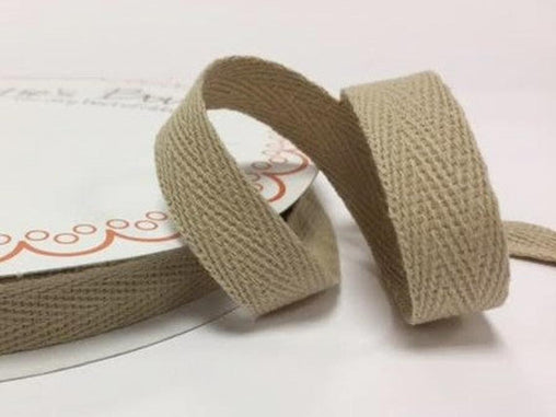 2 metres Natural 15mm Cotton Herringbone Tape Webbing Ribbon Craft Sewing
