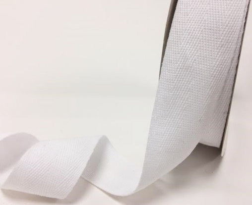 2 metres Pure White 40mm Cotton Herringbone Tape Webbing Ribbon Craft Sewing