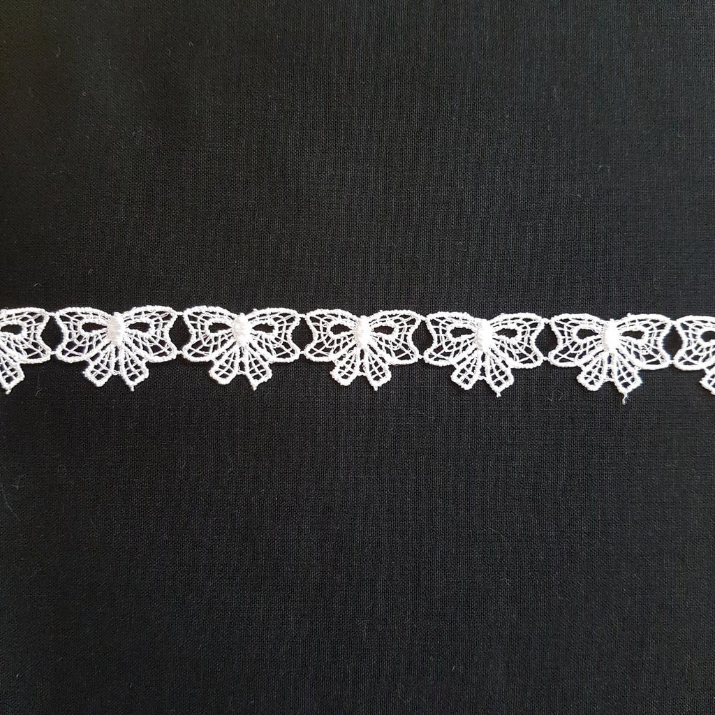 5/8"/17mm White Small Bows Gift Cute Excellent Quality Delicate Intricate Guipure Lace Trimming Ribbon - by the metre