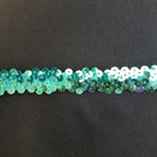 0.75"/20mm Sea Green Sequins Shiny Stretchy Excellent Quality Trimming Clothes Craft Costumes Bling- by the metre