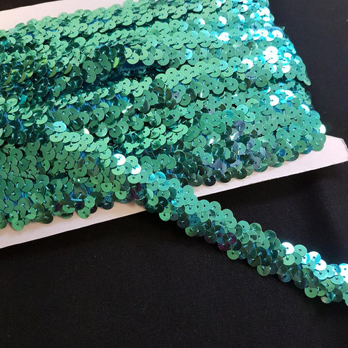 0.75"/20mm Sea Green Sequins Shiny Stretchy Excellent Quality Trimming Clothes Craft Costumes Bling- by the metre