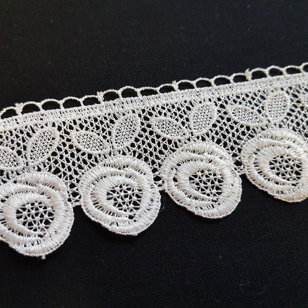 2"/50mm Cream Roses Flowers Floral Excellent Quality Delicate Intricate Guipure Lace Trimming Ribbon - by the metre - Tailortime