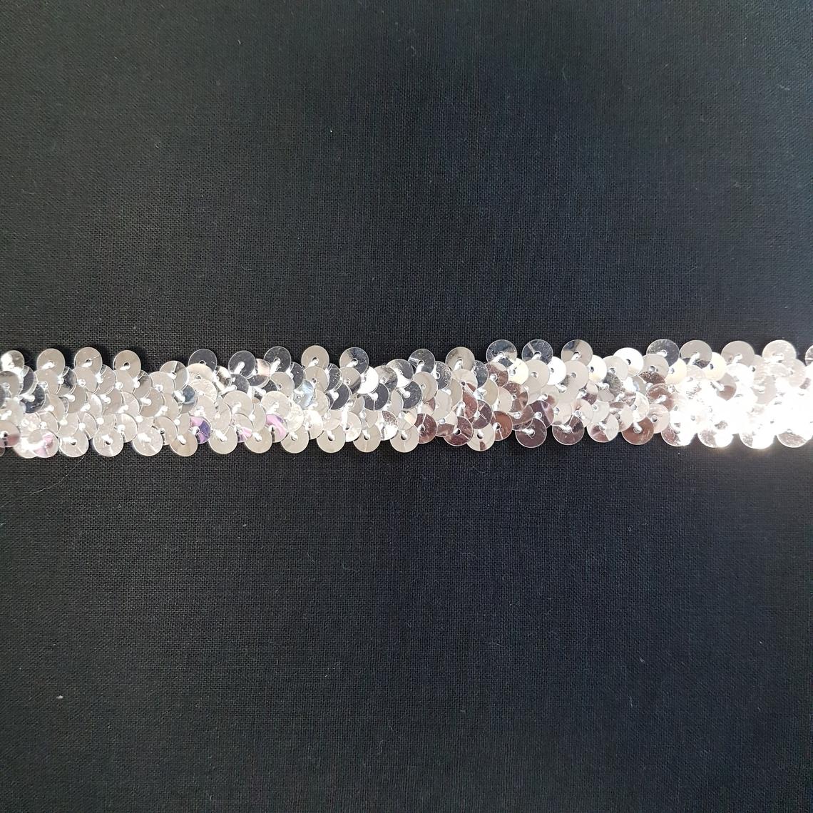 0.75"/20mm Silver Sequins Shiny Stretchy Excellent Quality Trimming Clothes Craft Costumes Bling- by the metre