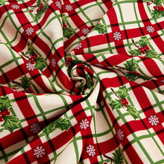 Holly-Day Plaid Christmas Xmas Gingham Checks Holly Green Fat Quarter Cotton Fabric by Michael Miller (UK)