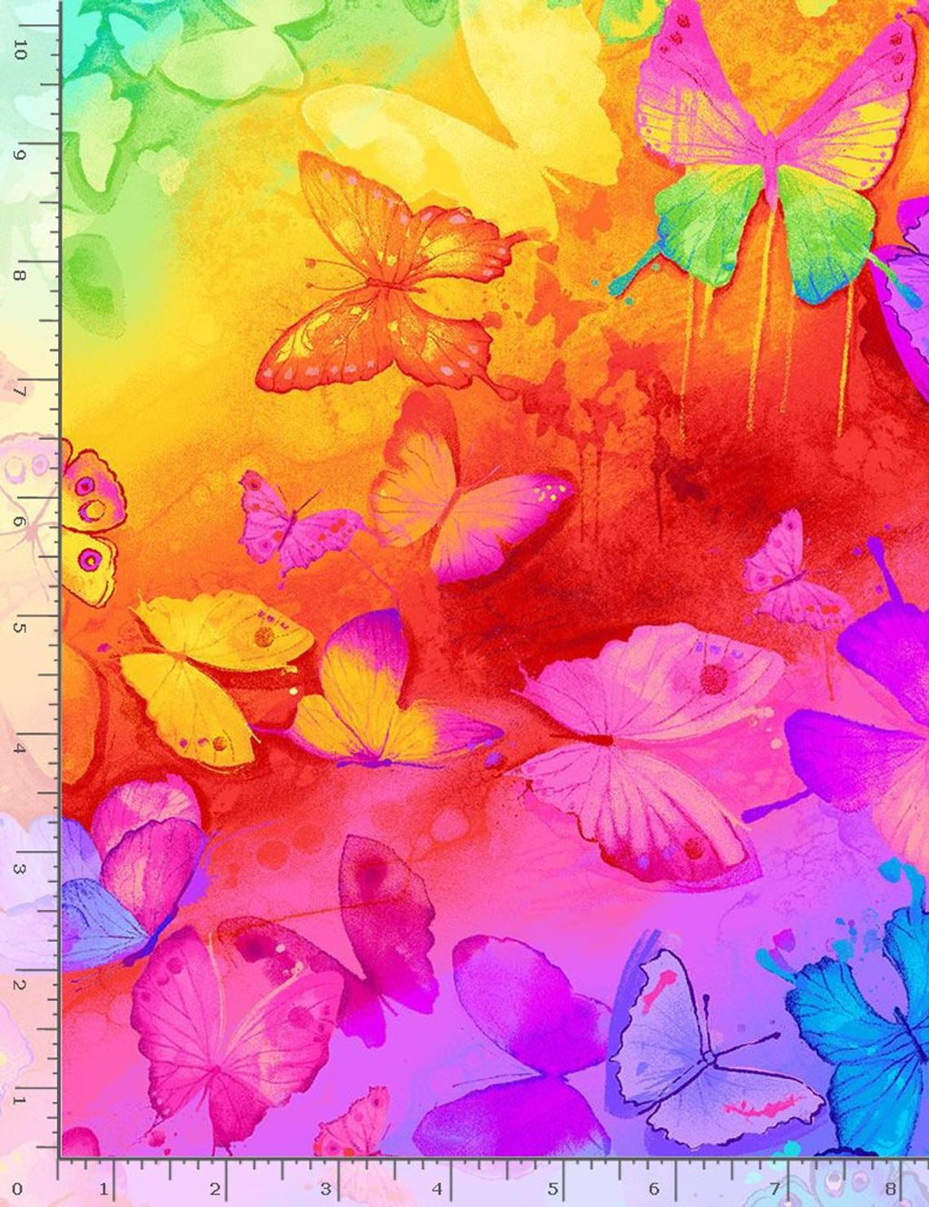 Colourful Painted Rainbow Butterflies Spirit Novelty Kids Black Quilting Craft Cotton Fabric Fat Quarter Decor Sewing Timeless Treasures