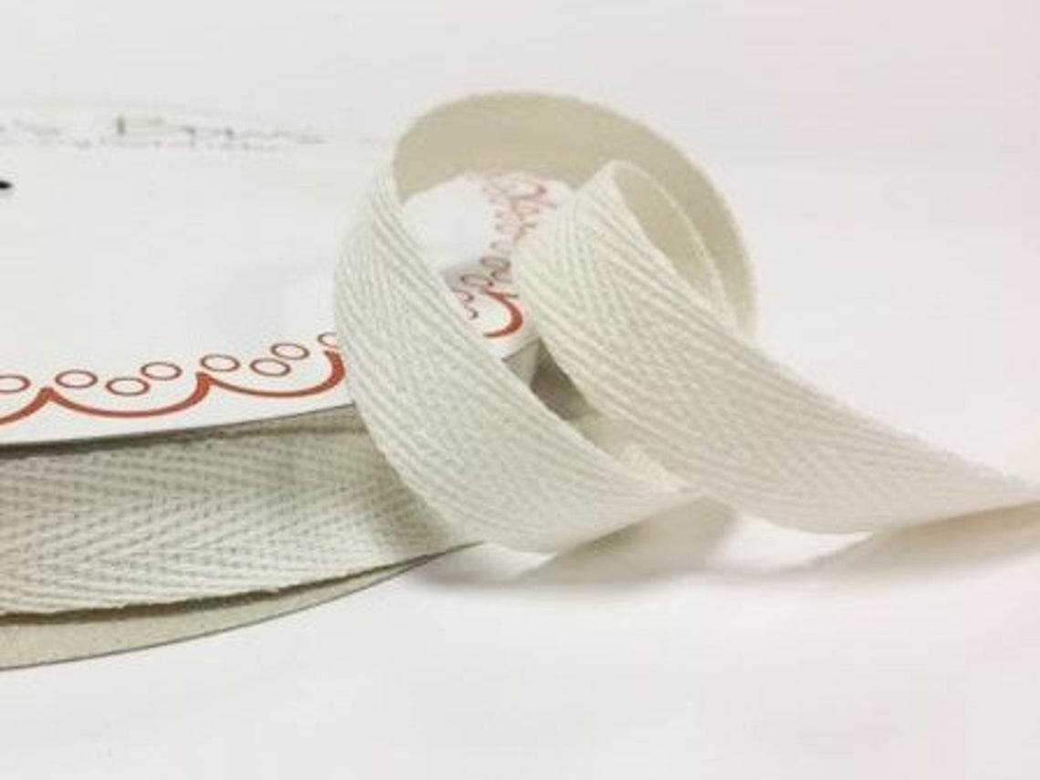 2 metres Ivory 15mm Cotton Herringbone Tape Webbing Ribbon Craft Sewing
