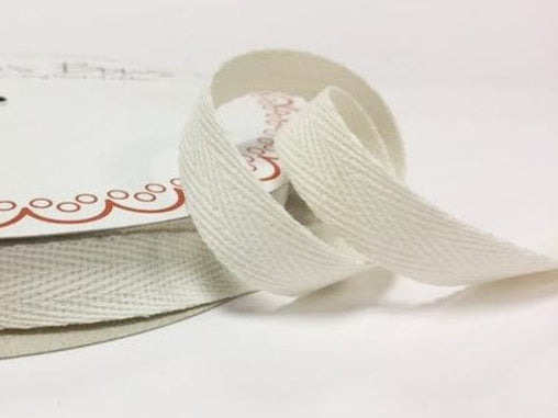 2 metres Ivory 15mm Cotton Herringbone Tape Webbing Ribbon Craft Sewing