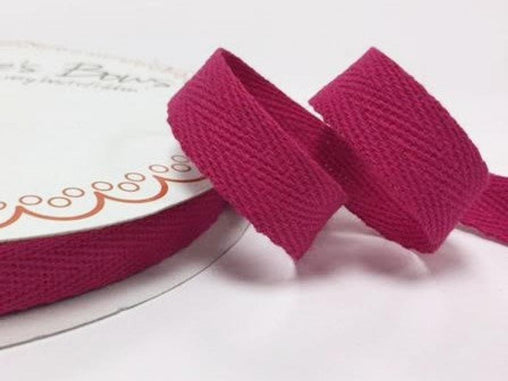 2 metres Dark Pink 15mm Cotton Herringbone Tape Webbing Ribbon Craft Sewing