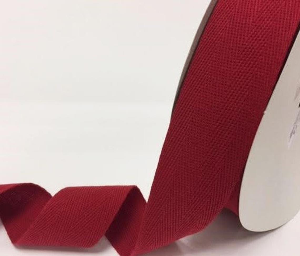 2 metres Cranberry Red 40mm Cotton Herringbone Tape Webbing Ribbon Craft Sewing