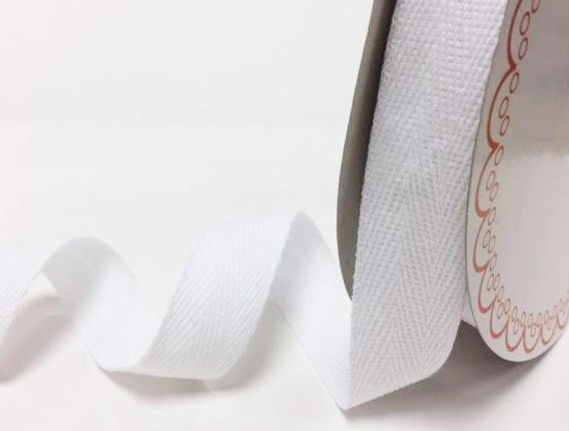 2 metres White 25mm Cotton Herringbone Tape Webbing Ribbon Craft Sewing