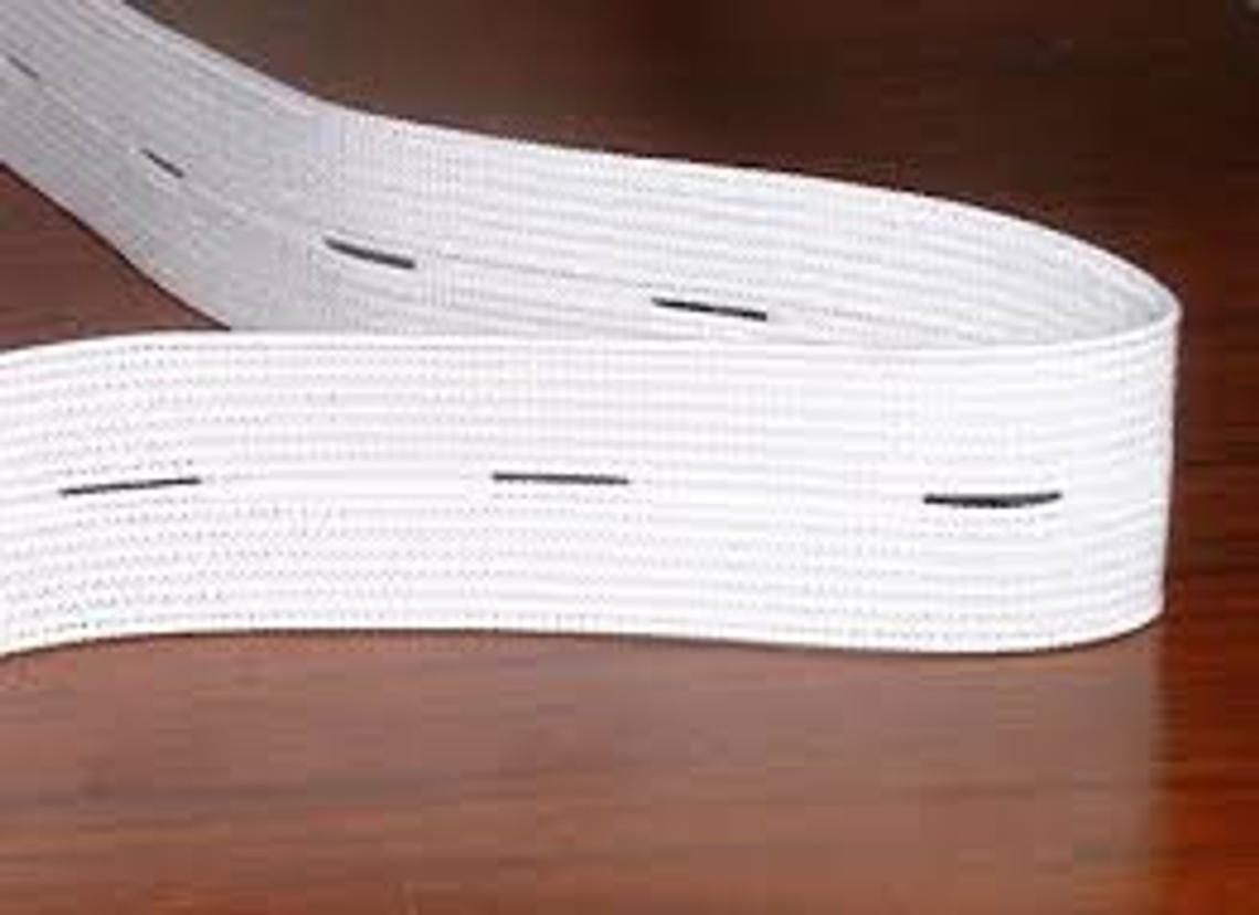 Prym White Elasticated Tape Buttonhole Ribbon - 18mm Button Smooth Elastic Band Children's Clothes/Duvets/Toys/Dresses - by half a metre