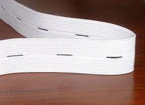 Prym White Elasticated Tape Buttonhole Ribbon - 18mm Button Smooth Elastic Band Children's Clothes/Duvets/Toys/Dresses - by half a metre