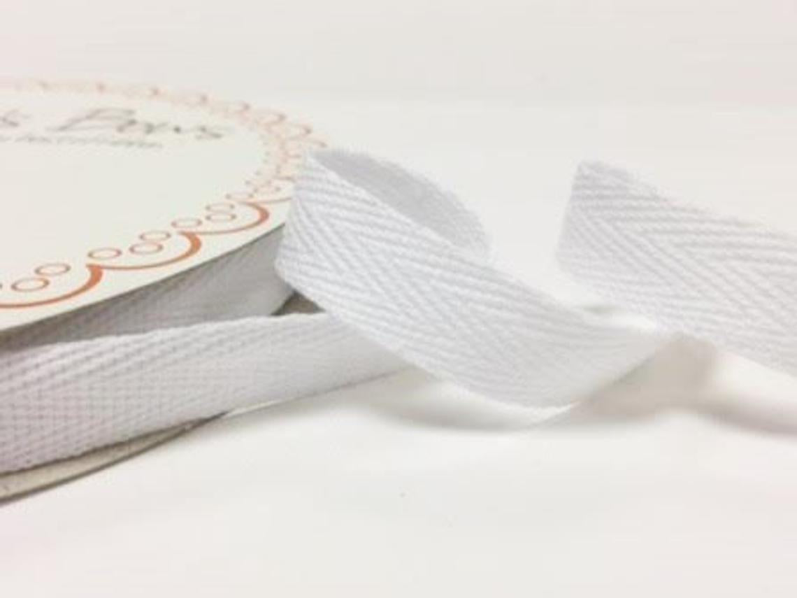 2 metres White 15mm Cotton Herringbone Tape Webbing Ribbon Craft Sewing